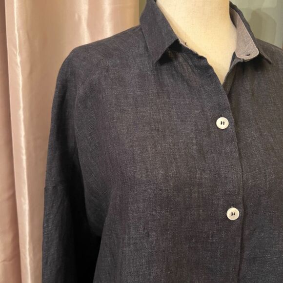 $595 Women's Eleventy Oversize Button Front Linen Top Blouse Shirt EU 44 / US 8 - Picture 2 of 5
